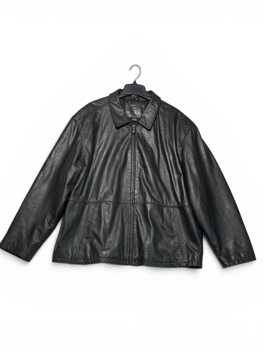 Vintage Knightsbridge Men's Black Y2K Leather Jacket Zip Front Sz XL